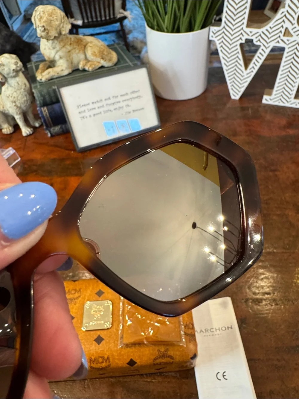 MCM Tortoiseshell Geometric Frame Sunglasses - Brown